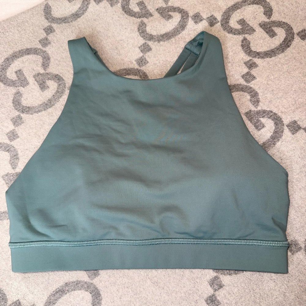 lululemon athletica High Neck Sports Bra in Teal Green